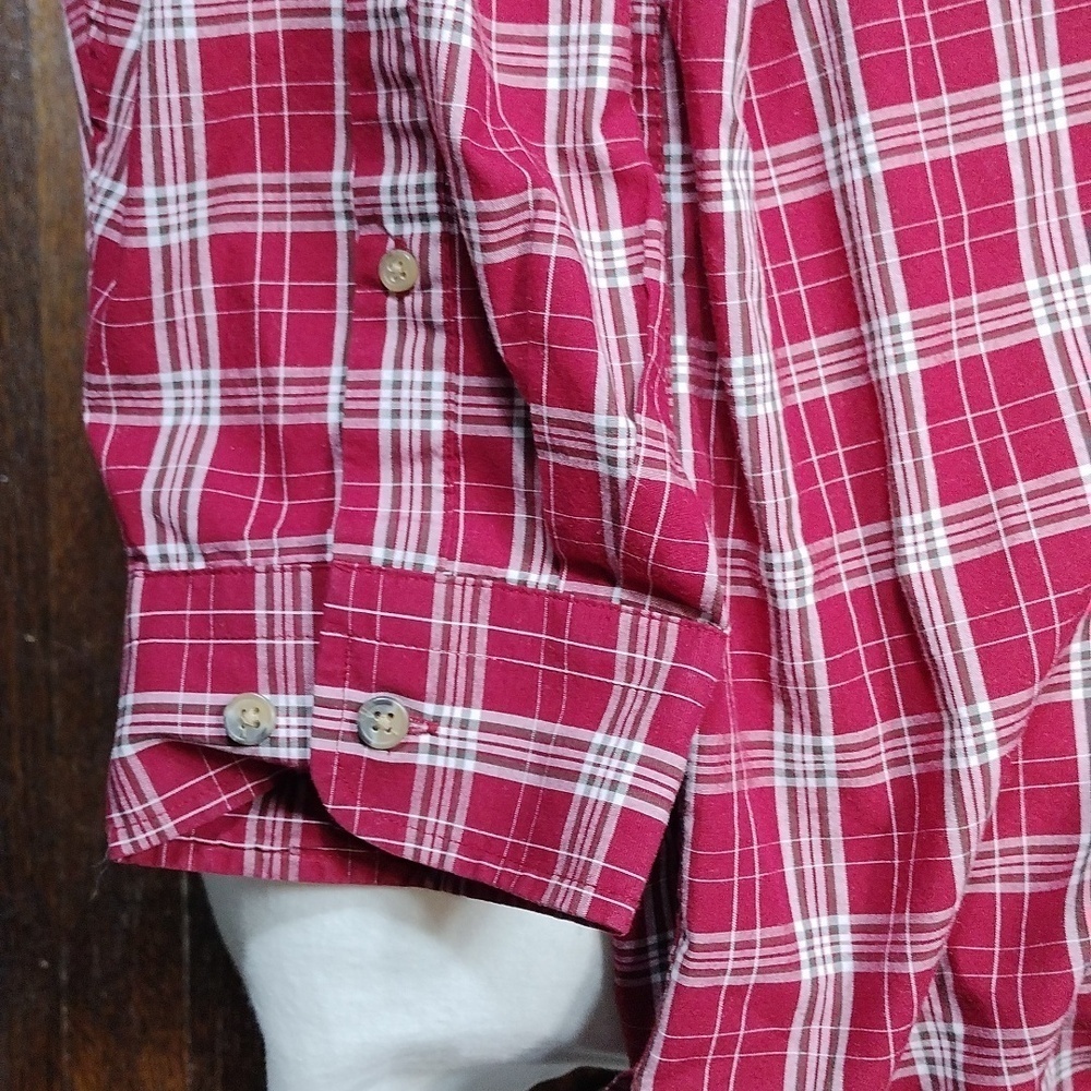 Harbor Bay Red and White Casual Button Down Men's Shirt Size 5XLT - Picture 4 of 12